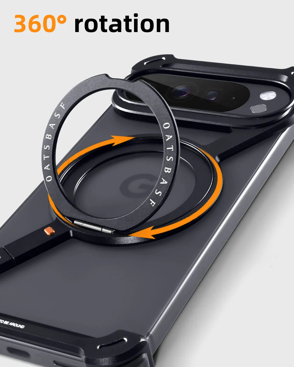 Oatsbasf Metalowe etui bezramkowe na telefon Google Pixel 10 Pro/10 Pro XL z podstawką 360 ° Obrotowa magnetyczna osłona do bezprzewodowego ładowania — zdjęcie produktu 3