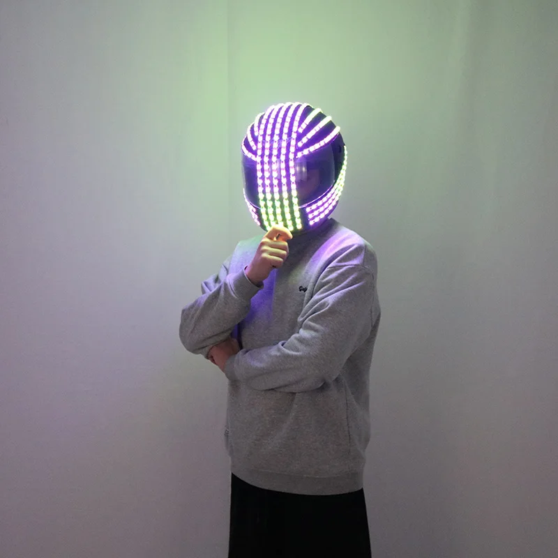 

LED luminous helmet, running light helmet, rock cyberpunk, fluorescent explosion helmet mask, riding prop