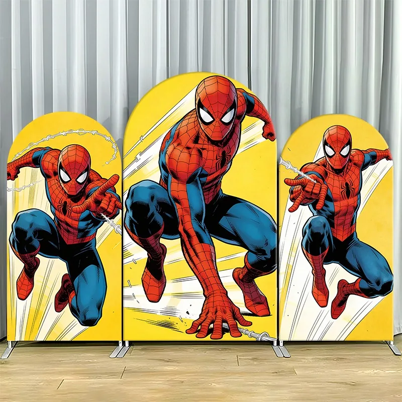 

Arch Backdrop Cover Single Side Spider Man Action Red Blue Suit Pose Party Decoration Photo Booth Background Props Room Decor