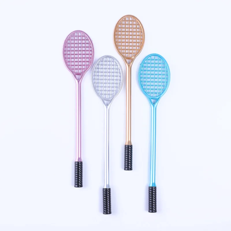 24 Pcs Creative Stationery Badminton Racket Modeling Gel Pens Tennis Racket Black Water Pen Student School Supplies Prizes