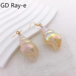 New Fashion Shell Spiral Sea White Conch Snail Drop Earring for Girls Jewelry Statement Resin Trtendy Sweet Summer Jewelry