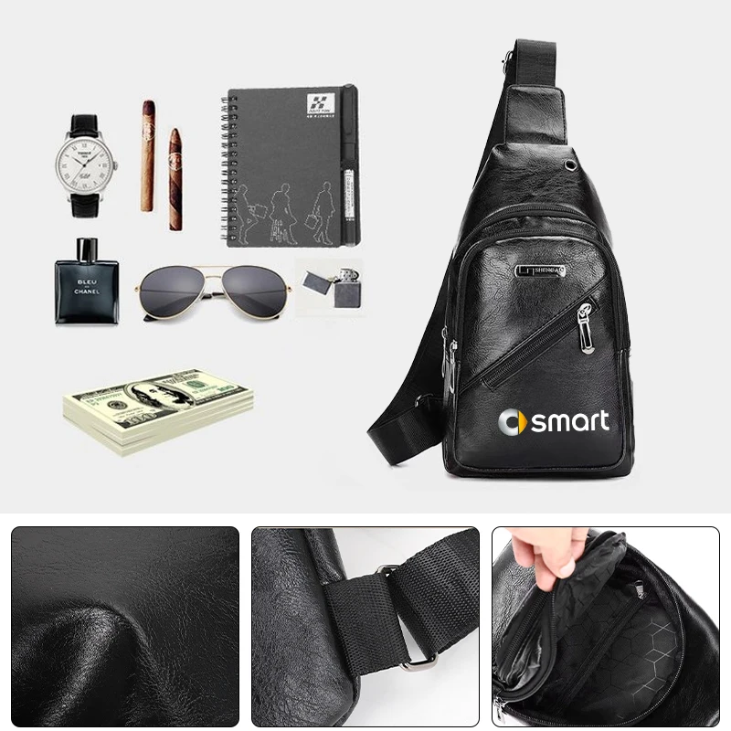 Car Chest Bag Crossbody Shoulder Bags Travel Pack For Smart Fortwo 451 450 453 Forfour EQ Cabrio Crossblade ROADSTER Coupe