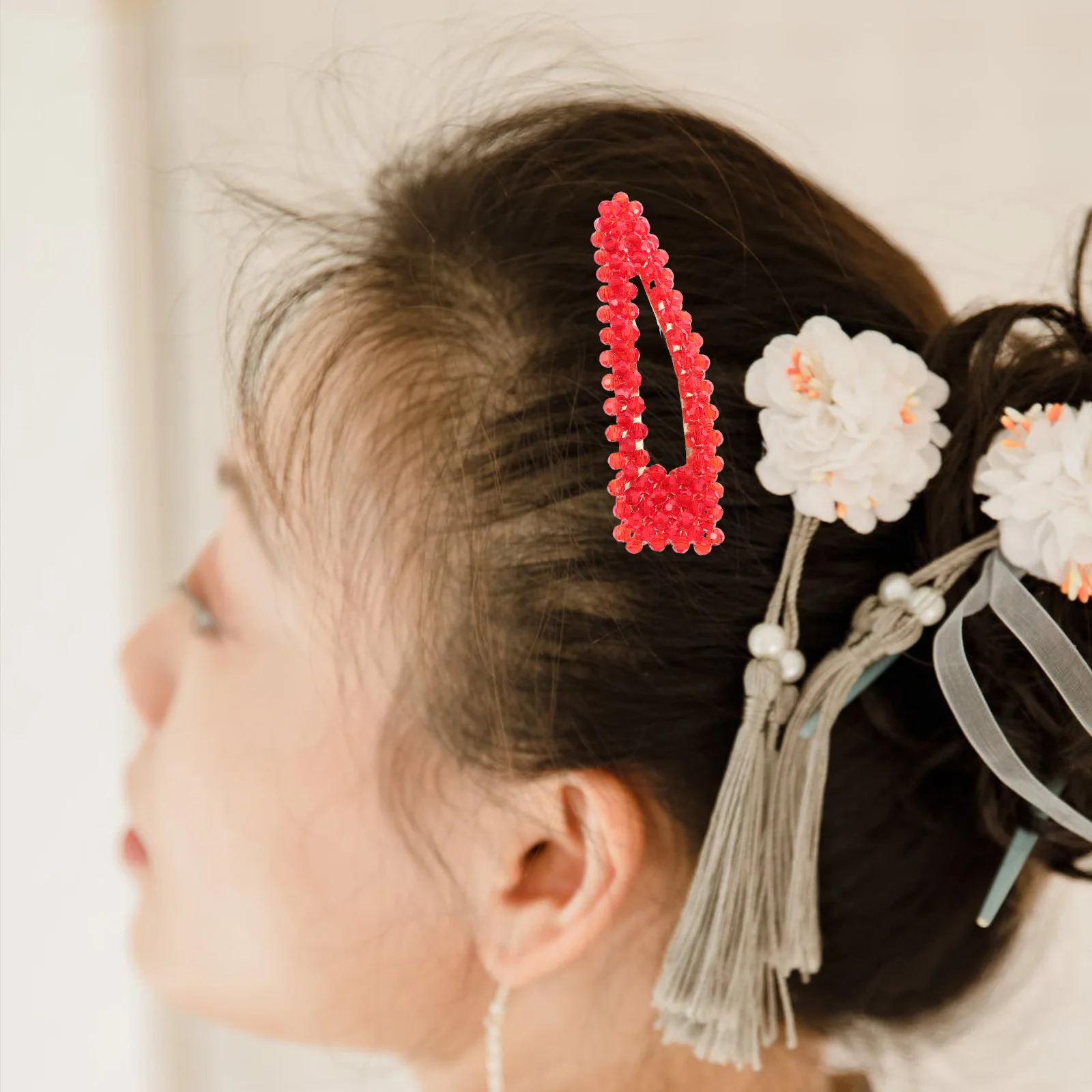 

2 Pcs Clip Pearl Barrette Accessories Hair Pins Large Clips for Women Styling Red Miss Barrettes