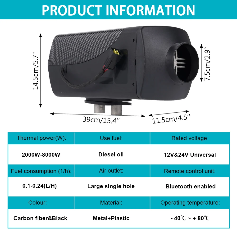 Imagem -03 - Diesel Heater com Bluetooth App e Controle Remoto Aquecedor de ar para Trailer rv Camper Van Ajuste Automático de Altitude 28kw 12v 24v