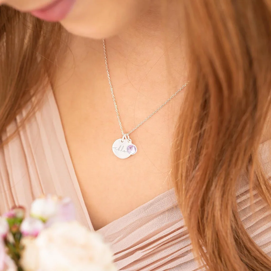 Collar con nombre de piedra natal personalizado, joyería para el día de la madre, texto grabado, fecha, colgante personalizado, regalo para abuela,