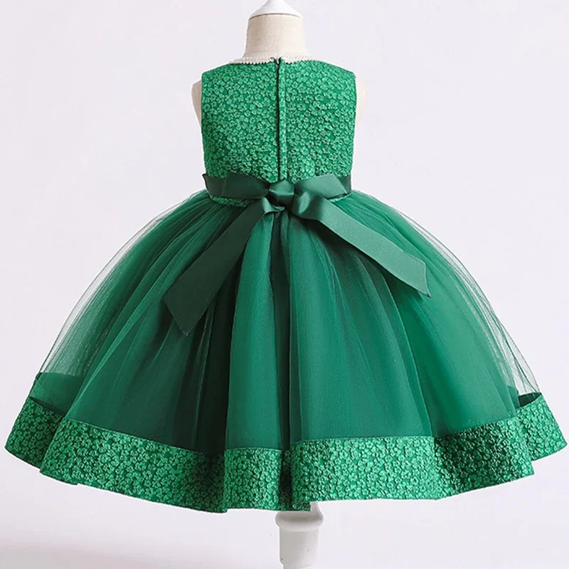 Berading V-Ausschnitt Mädchen Kinder kleid Blume Jacquard Baby ein Stück Ballkleid Weihnachten Halloween Kinder kleidung 2 bis 8 10 Jahre