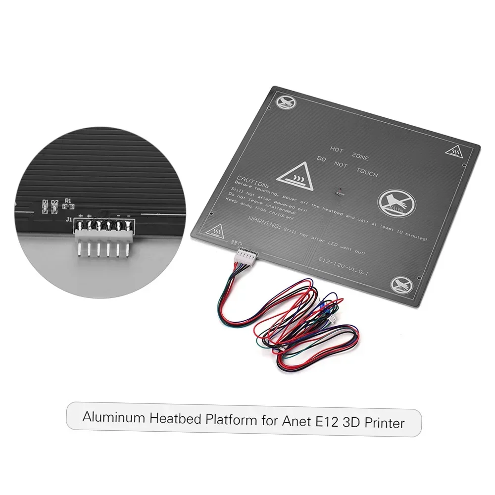 Printer Hot Bed Heating Platform Heatbed Aluminum 300 * 300 * 3mm with Hot-bed Wire Cord for Anet E12 3D Printer