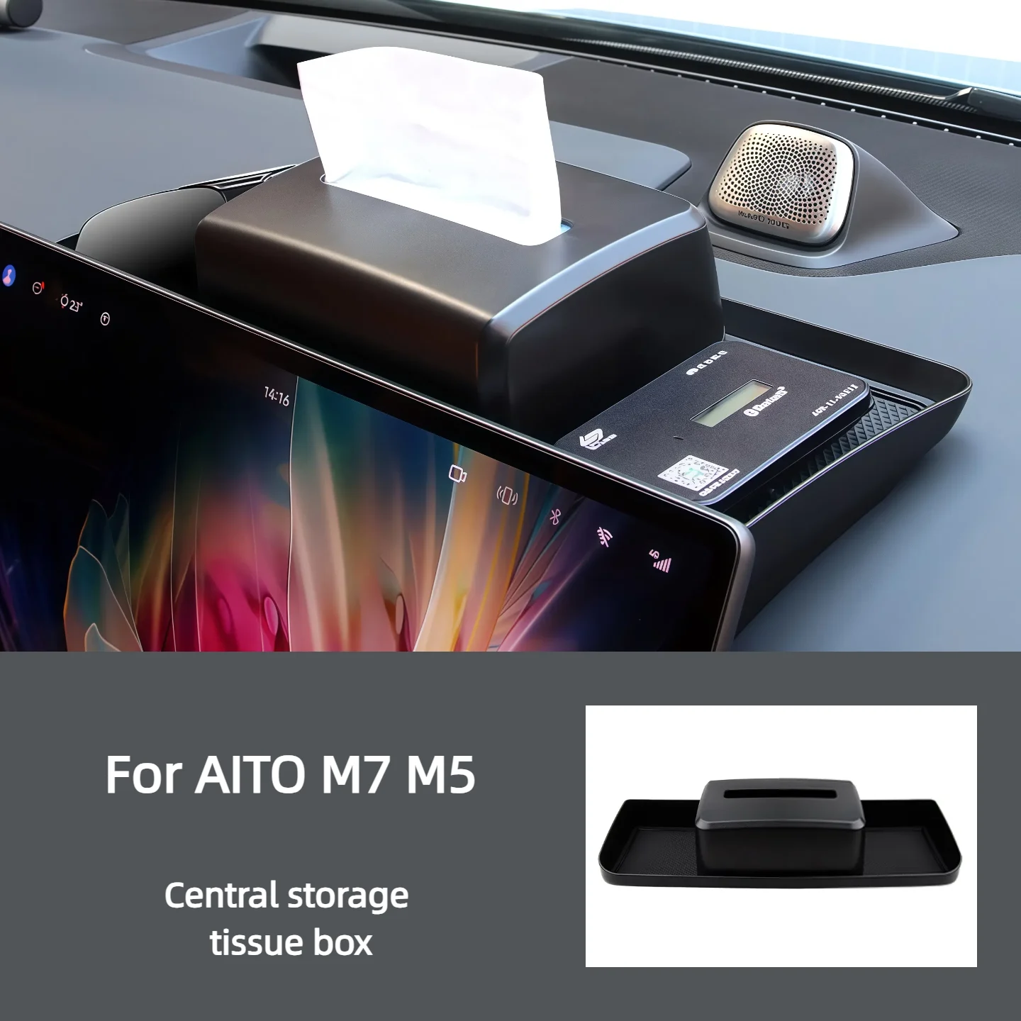 For Aito M7 M5 Center Console Screen Rear Tissue Storage Box ETC Bracket Car Interior Center Console