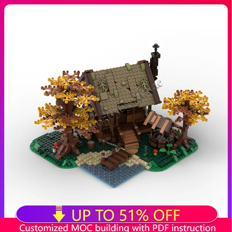 1371 ELEMENTÓW MOC Zestaw Klocków Budowlanych Chatka Rodzinna Słynny Styl Gry Scena Krajobrazowa Model Edukacyjny Zabawki do Samodzielnego Montażu Prezent na Urodziny