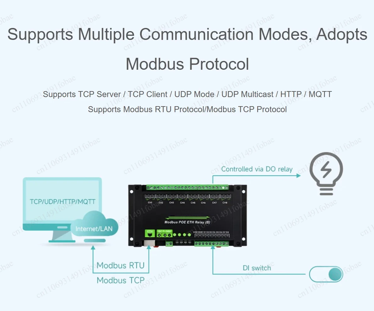 8 Channel PoE Ethernet Relay Module Digital Input Modbus Communication Control Board