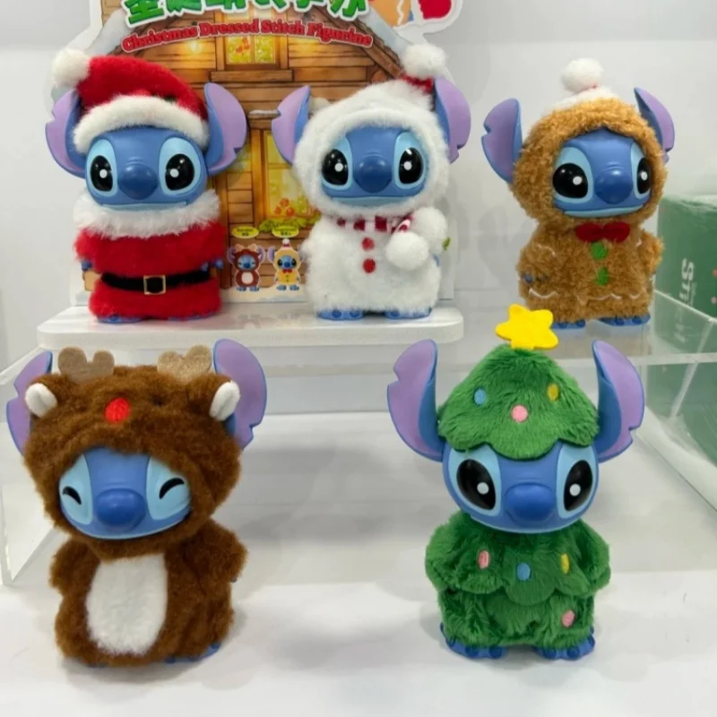 กล่องสุ่มของแท้ ดิสนีย์ สติทช์ ชุดคริสต์มาสสุดน่ารัก ซีรีส์กล่องปริศนา สติทช์น่ารัก ของตกแต่งโต๊ะทำงาน ของเล่น ของขวัญเซอร์ไพรส์