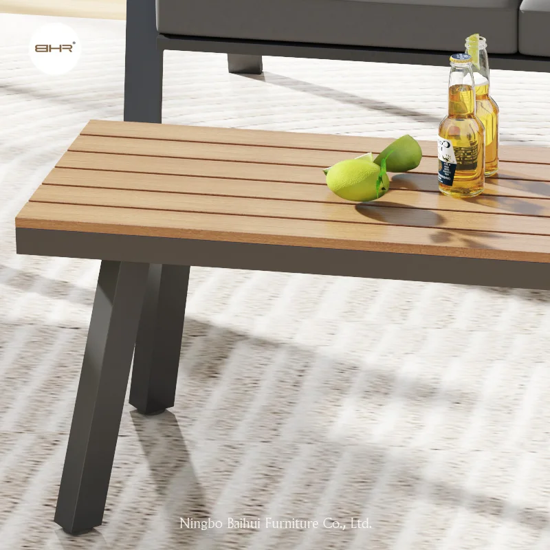 BHR أثاث الحدائق الألومنيوم في الهواء الطلق طقم أريكة الفناء الداخلي مع إطار معدني مقطعي للاستخدام الداخلي والخارجي