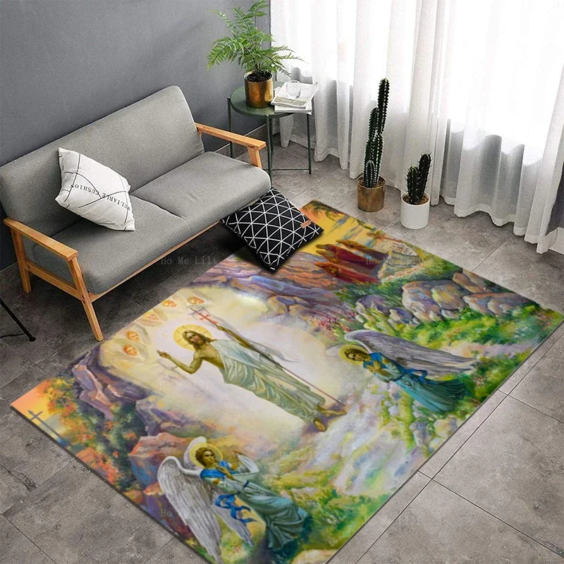 Honor Of Our Lord Jesus Christ Angel The Foundation True World Resurrection Soft Carpet Flannel Floor Rugs By Ho Me Lili