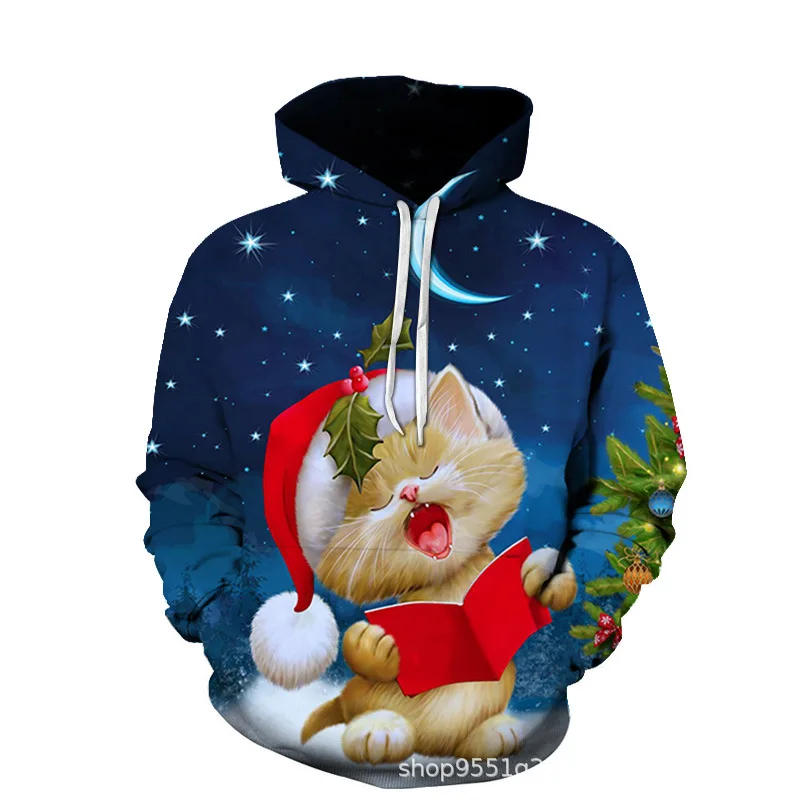 Winter 2024 Santa Claus 3D Digital Printing Unisex Hooded Sweatshirt Hooded Sweatshirt Women\'s Y2K Clothing Unisex Sweatshirt