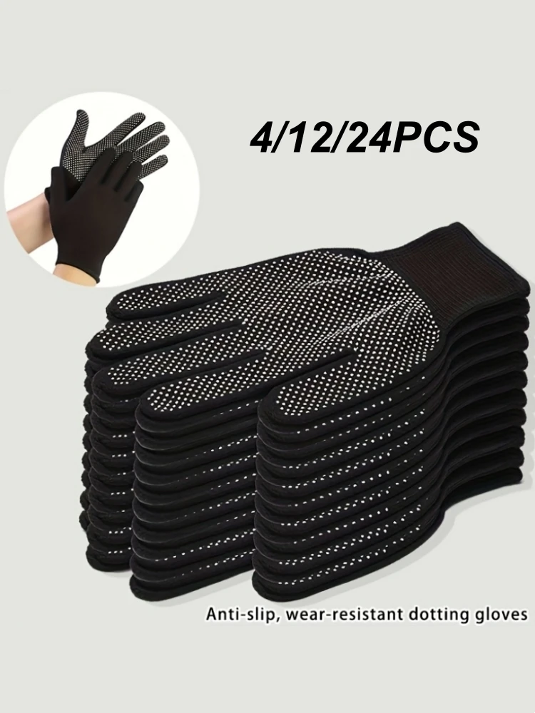 Gants de travail de sécurité antidérapants, en tissu tricoté extensible, pour unisexe, jardinage, entrepôt, grillades, barbecue en plein air, 4/12/24 pièces