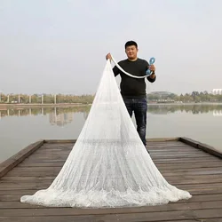 Lawaia Traditional Hand Cast Net, White Nylon Braided Steel Pendant Fishing Net, Bottom Mesh, Pocket Fish Trap