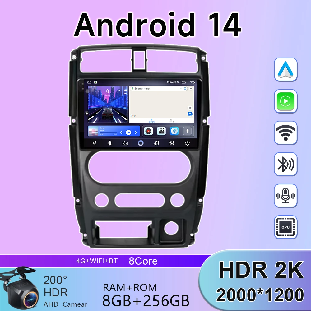 

Android 14 Stereo Carplay Auto For Suzuki Jimny 3 2005 - 2019 Multimedia Navigation Car Radio GPS Video QLED Player WIFI+4G DSP