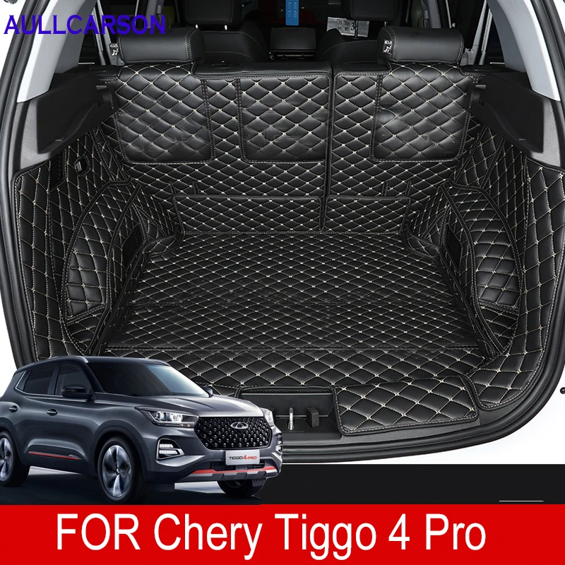 For Chery Tiggo 4 Pro 2023 Car Trunk Mats Leather Durable Cargo Liner Boot Carpets Rear Interior Decoration Accessories Cover