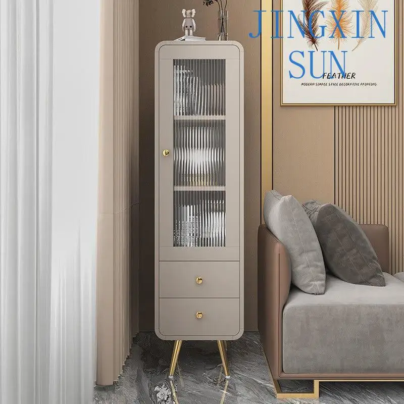TV cabinet light luxury modern simple vertical cabinet Nordic living room display bookcase storage snack cabinet