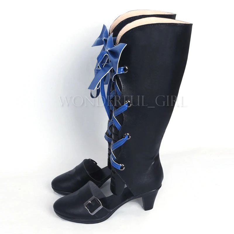 Neue Black Butler Kuroshitsuji Ciel Phantomhive Cosplay Stiefel mit blauer Schleife Anime Cosplay Schuhe für Damen/Herren Größe 35-47
