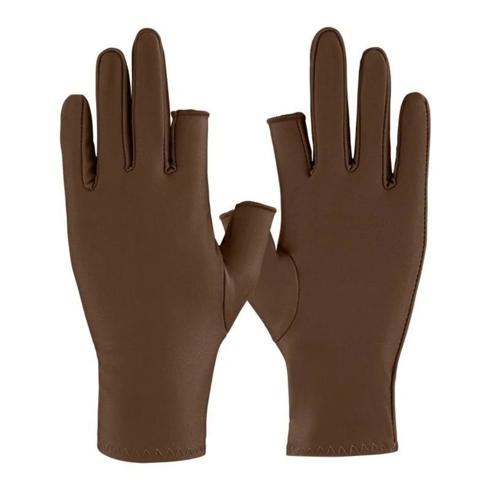 New Thin Sunscreen Gloves Anti-UV Highly Elastic Riding Driving Gloves Breathable Two Fingers Nail Art Mittens Women