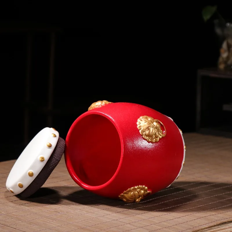 China Retro Style Creative Ceramic Small TeaCan 100g Portable Sealed Can Tieguanyin Moisture proof Can Black/Green Tea Empty Can