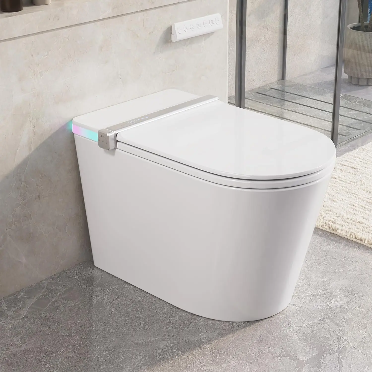 

Smart Toilet with Bidet Built in, 1000g MaP Auto Dual Flush, Foam Shield, Pump-Assisted, Filter, Fragrance and, Custom