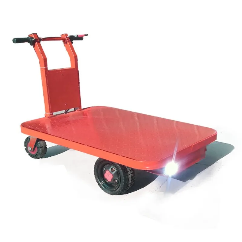 

Electric flat four-wheel folding trolley, climbing load warehouse construction site elevator factory pulling goods lift truck