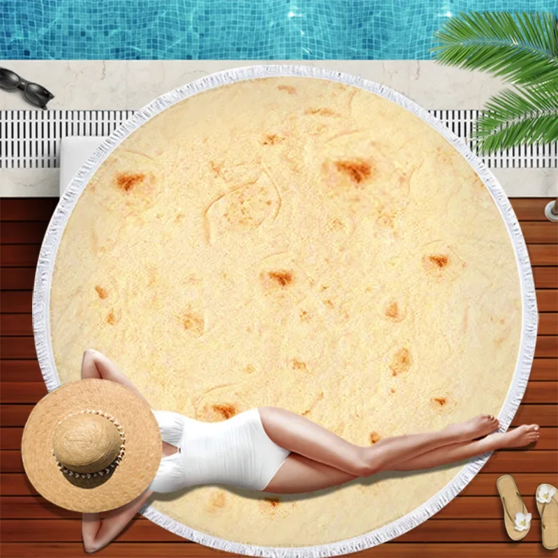 Mexico Pancake Picnic Mat Absorbent Manteau CovertCloak Food Crepes Bread Beach Bath Towel Round Sea Blanket Seaside Yoga Carpet