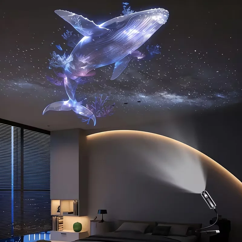 USB LED Projector Light Adjustable Whale Jellyfish Starfish Butterfly Night Lamp for Kids Room Christmas Birthday Gift