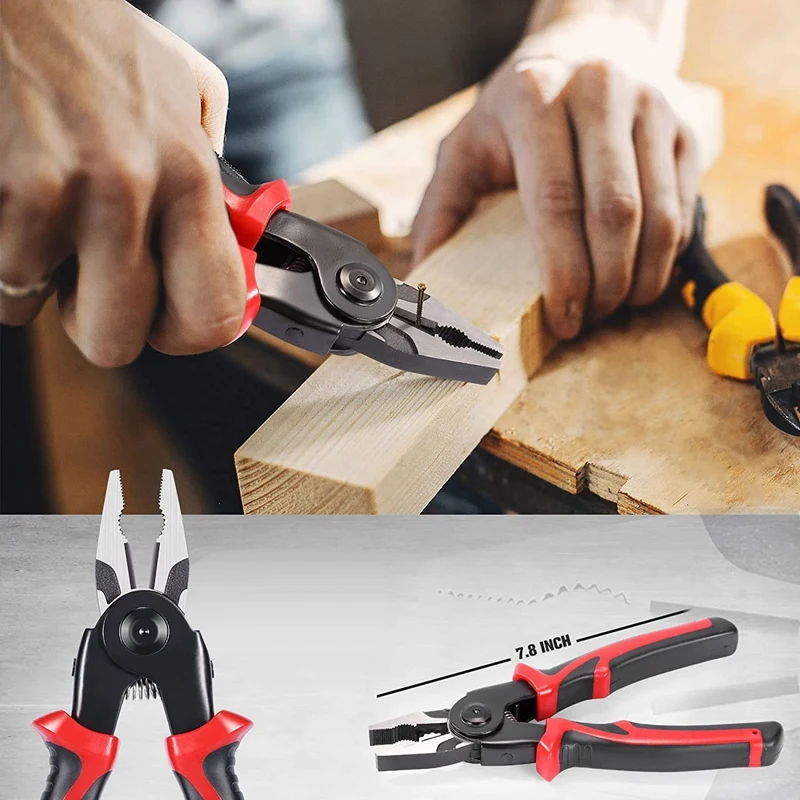 5-PCS Plier Tool Set, 5 in 1 Versatile Tool Kit, with Linesman Plier, Wire Stripper, Crimping Tools, Sheet Metal Shear