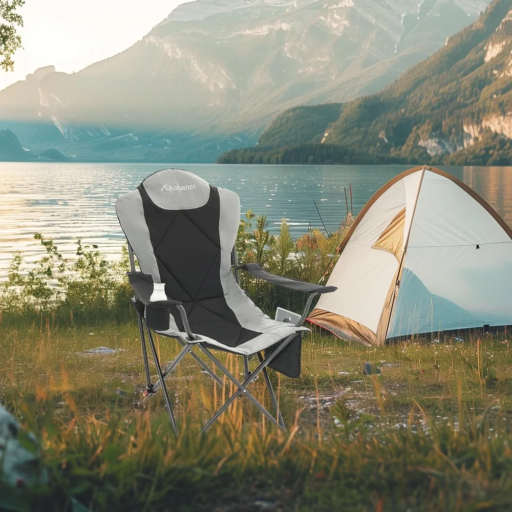 Portable 2-Pack Folding Chairs for Heavy Duty Use, Supports up to 350lbs, with Adjustable Backrest and Carry Bag