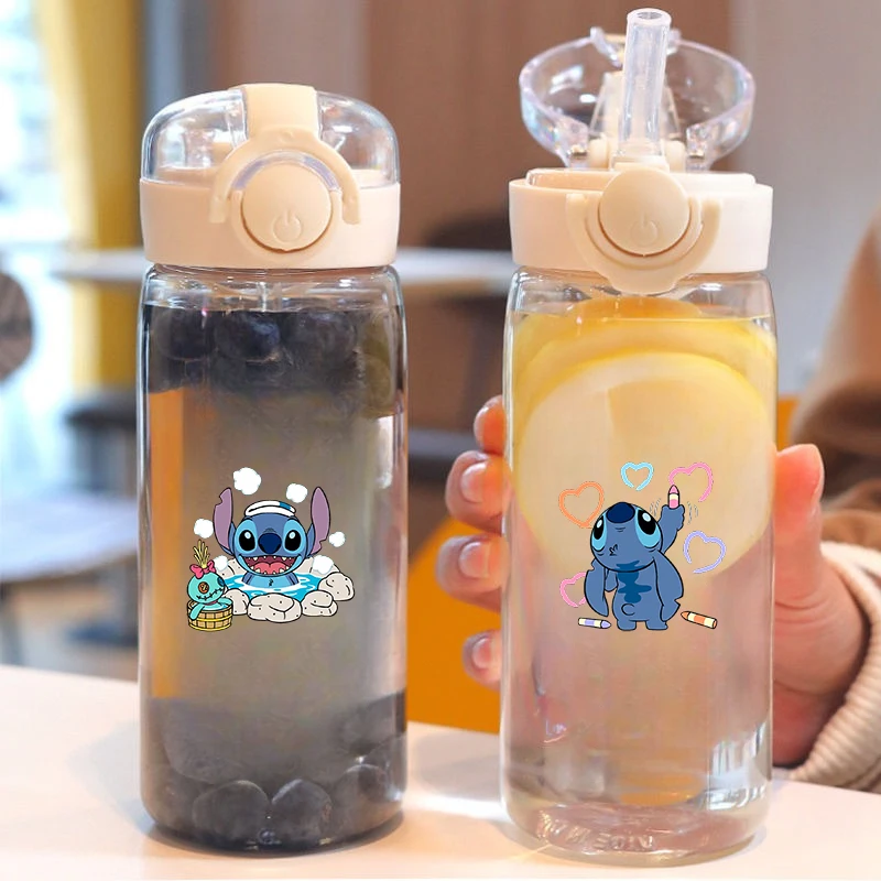 400ml Stitch Summer Cup with Straw Boy Girl Children DropResistant High Temperature Resistant Large Capacity New Portable Bounce