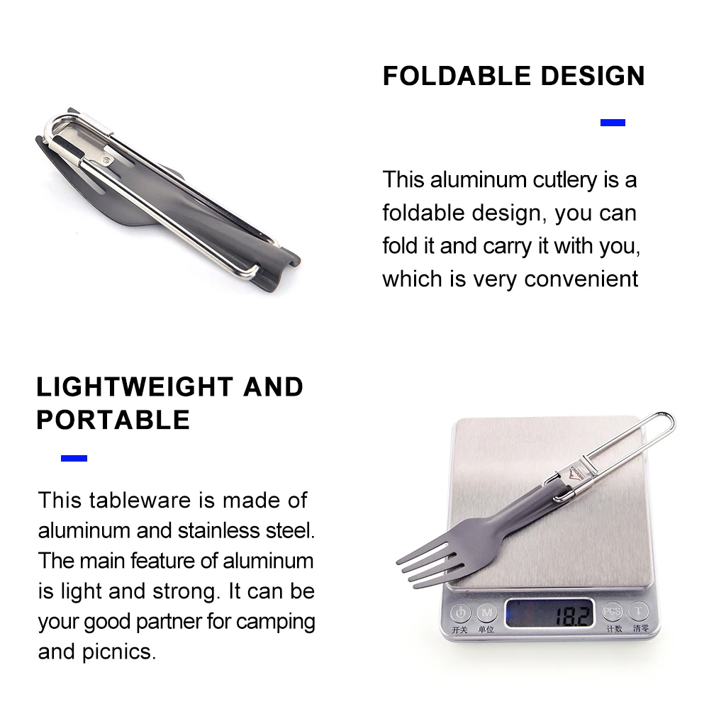 Widesea Camping Aluminum Spoon Fork Knife Tableware Set Ultralight Outdoor Cooking Equipment Cutlery Cookware Hiking Trekking