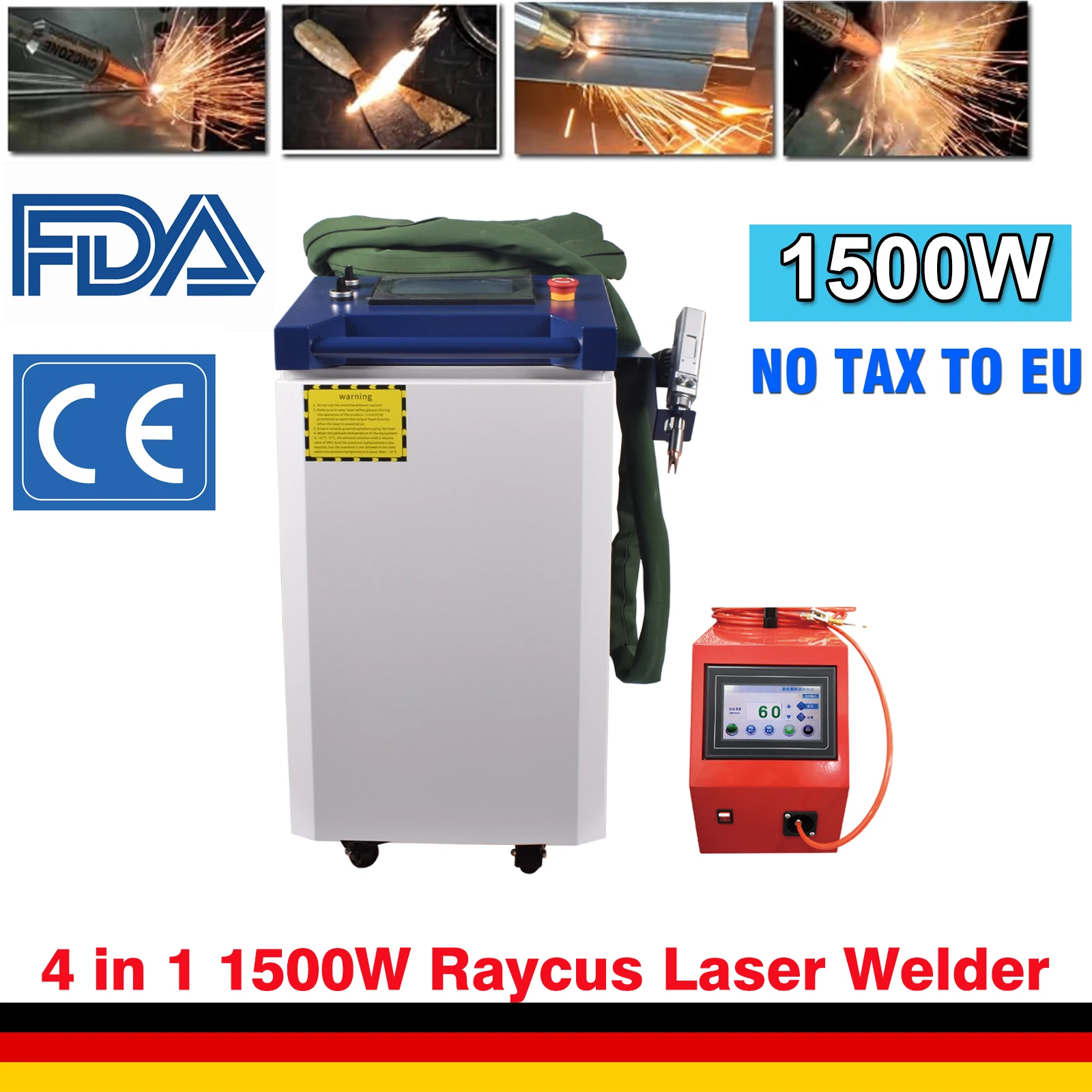 EU STOCK 1500W Handheld Fiber Welding Machine Raycus 4 In 1 Welder Laser Cleaning for Metal Weldings Cleaning Cutting US STOCK