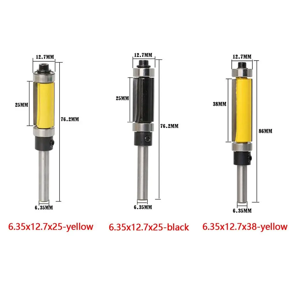 6.35mm Shank Milling Cutter Double Bearing with Top and Bottom Bearing Trimming Cutter Flush Trim Bit Woodworking Tools