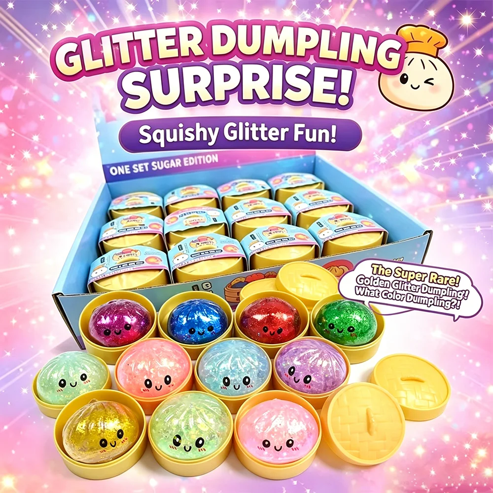 Glitzer-Dumpling Ultra Rare Glitter Hidden Edition Dumplings Sensorischer Dampfgarer Weiches Fidget-Spielzeug TPR Teigball zur Stresslinderung