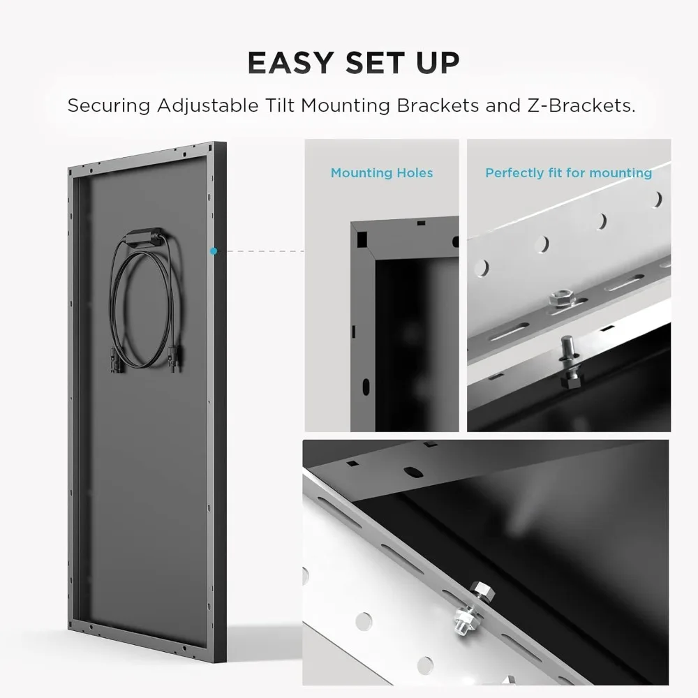 جودة عالية - قطعتان من الألواح الشمسية 100 وات 12 فولت، وحدات كهروضوئية أحادية البلورية عالية الكفاءة، مقاومة للماء IP68، مثالية لـ RV-NEW #6