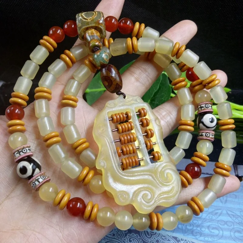 Natural Bracelet, Tibetan Style Barrel , Sheep Horn Buddhist Prayer Beads, Men's and Women's Cultural Accessorie