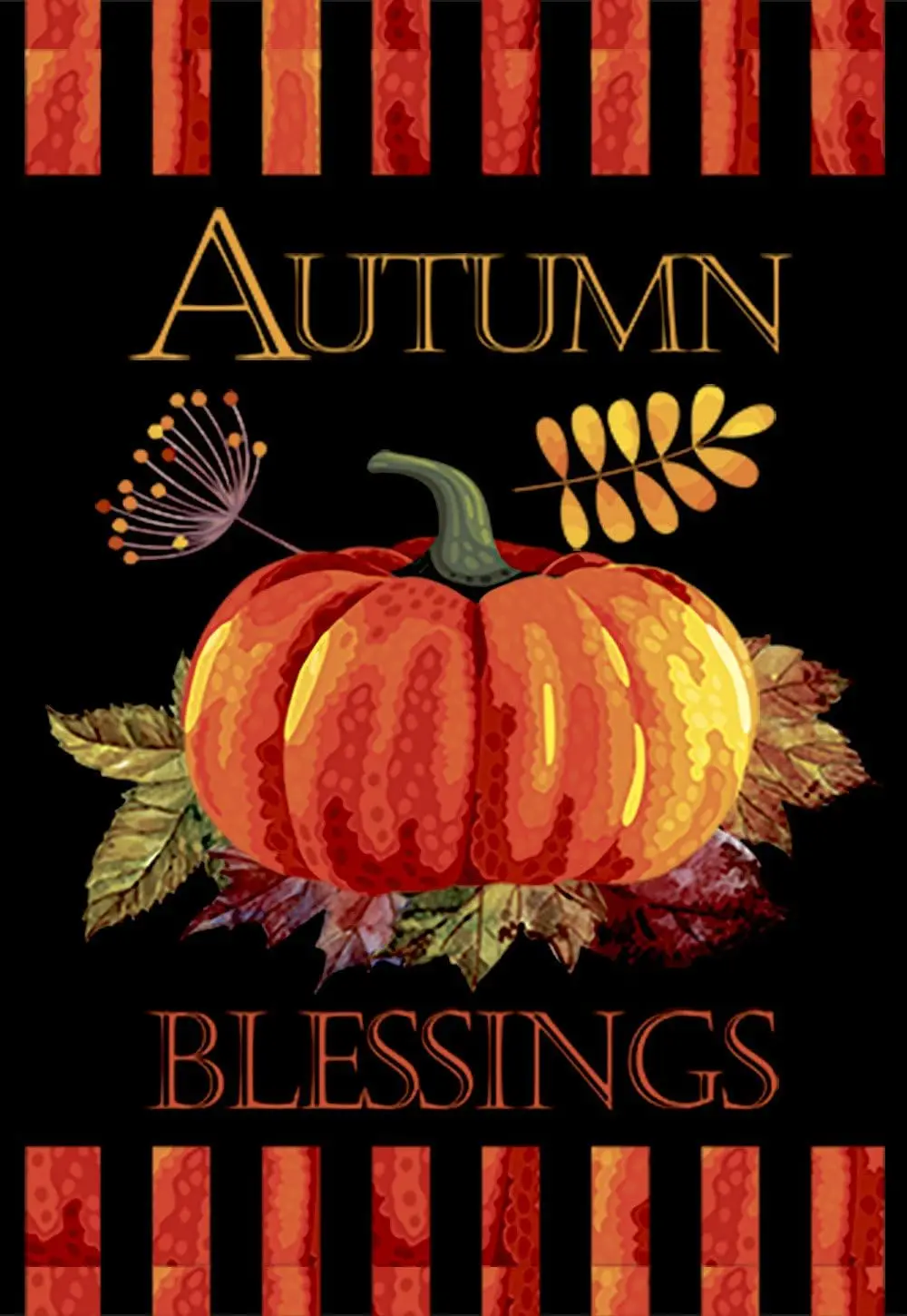 Morigins Fall Garden Flag with Pumpkin - Autumn Blessings Double Sided Decorative Flag 12.5 x 18 Inch