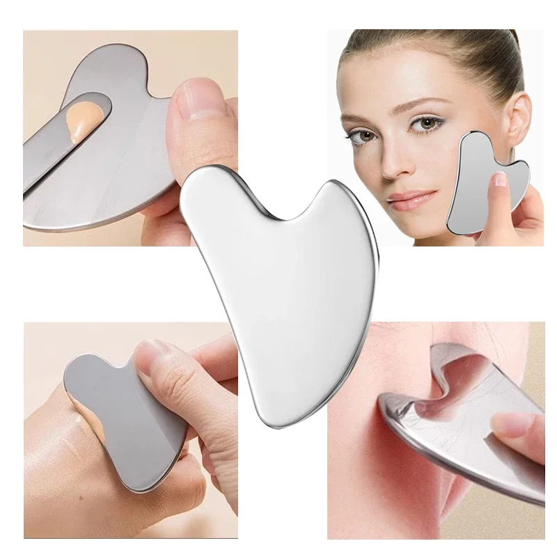 1/3 قطعة الجليد الوجه الأسطوانة مدلك الوجه تدليك الجسم الأسطوانة الفولاذ المقاوم للصدأ غوا شا مجلس الوجه رفع الجمال أدوات العناية بالبشرة #4