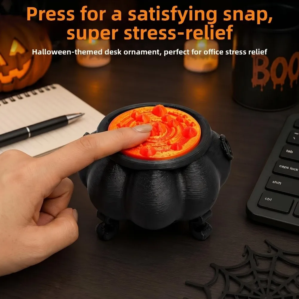Gothic Style Novelty Halloween Ornaments 3D Printed Decoration Pumpkin Statue Funny Witch Pot Sculpture Fidget Clicker Home Gift