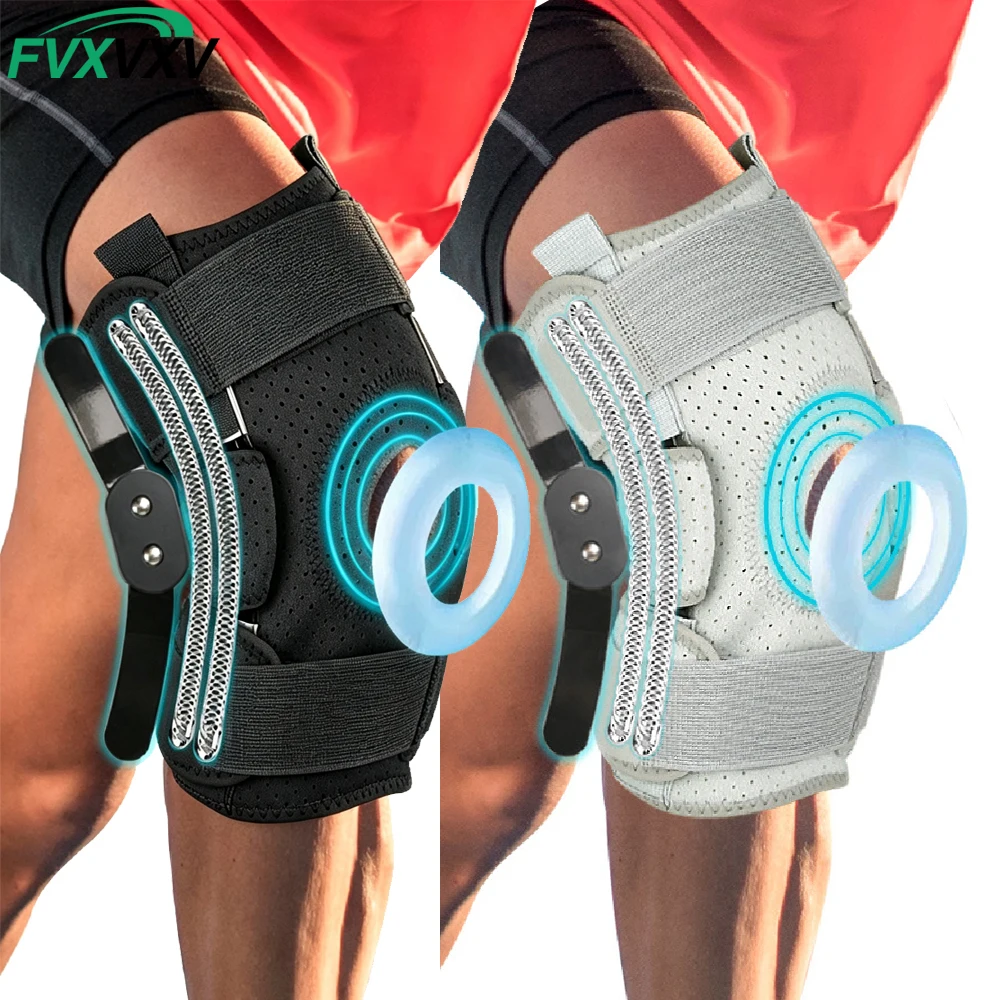 1 Stück Knieschiene mit seitlichen Stabilisatoren, Riemen, atmungsaktiver, rutschfester Kompressionsmanschette, Stabilisierender Schutz für Basketball
