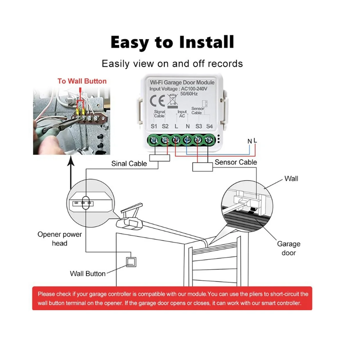 Controlador inteligente de puerta de garaje con WiFi, Control remoto por voz, funciona con Alexa y asistente de Google Home, Tuya