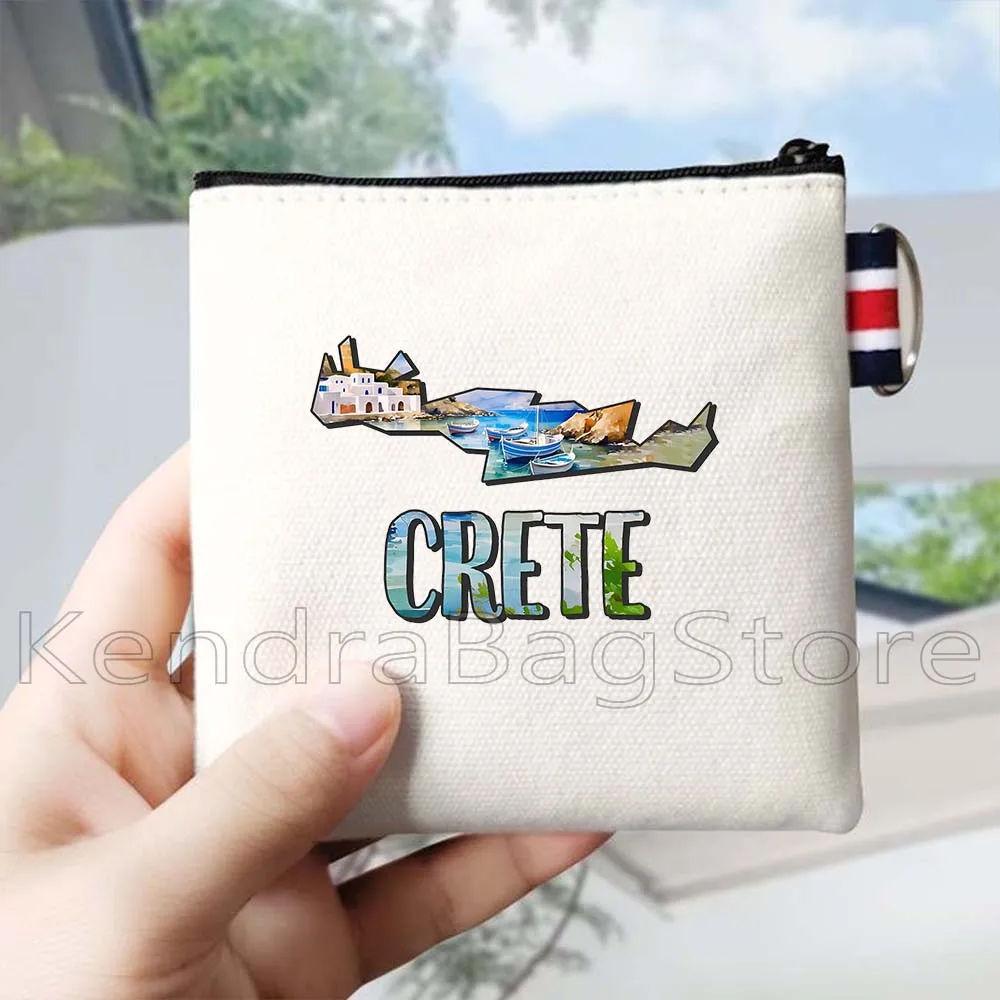 الجمالية Naxos كريت اليونان سانتوريني شاطئ الغروب الهدايا قماش محفظة نسائية للعملات المعدنية حقيبة صغيرة مربع مفتاح تخزين حافظة للبطاقات حقيبة المحفظة الحقيبة