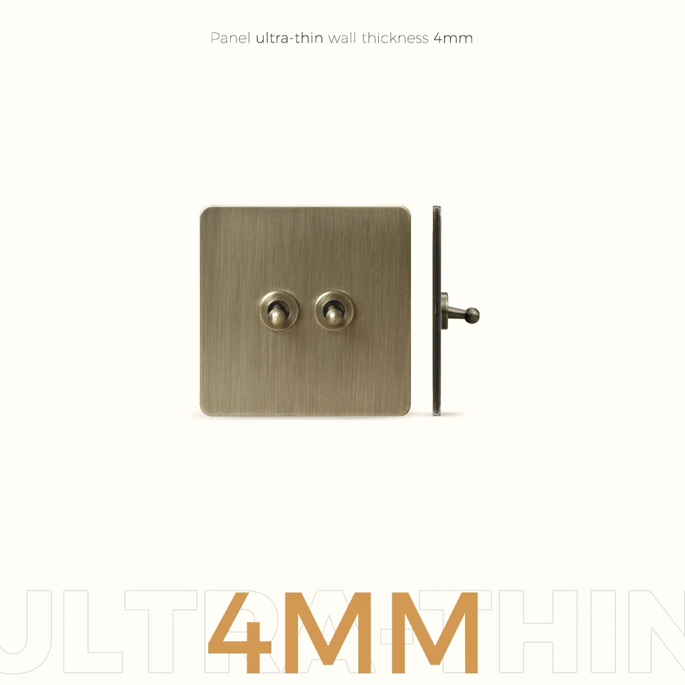 Avoir panneaux métalliques en Bronze brossé prise murale 220V bouton poussoir universel interrupteur à levier interrupteurs à bascule variateur lumière intérieure interrupteur mural interruptor lámpara prises électriqu