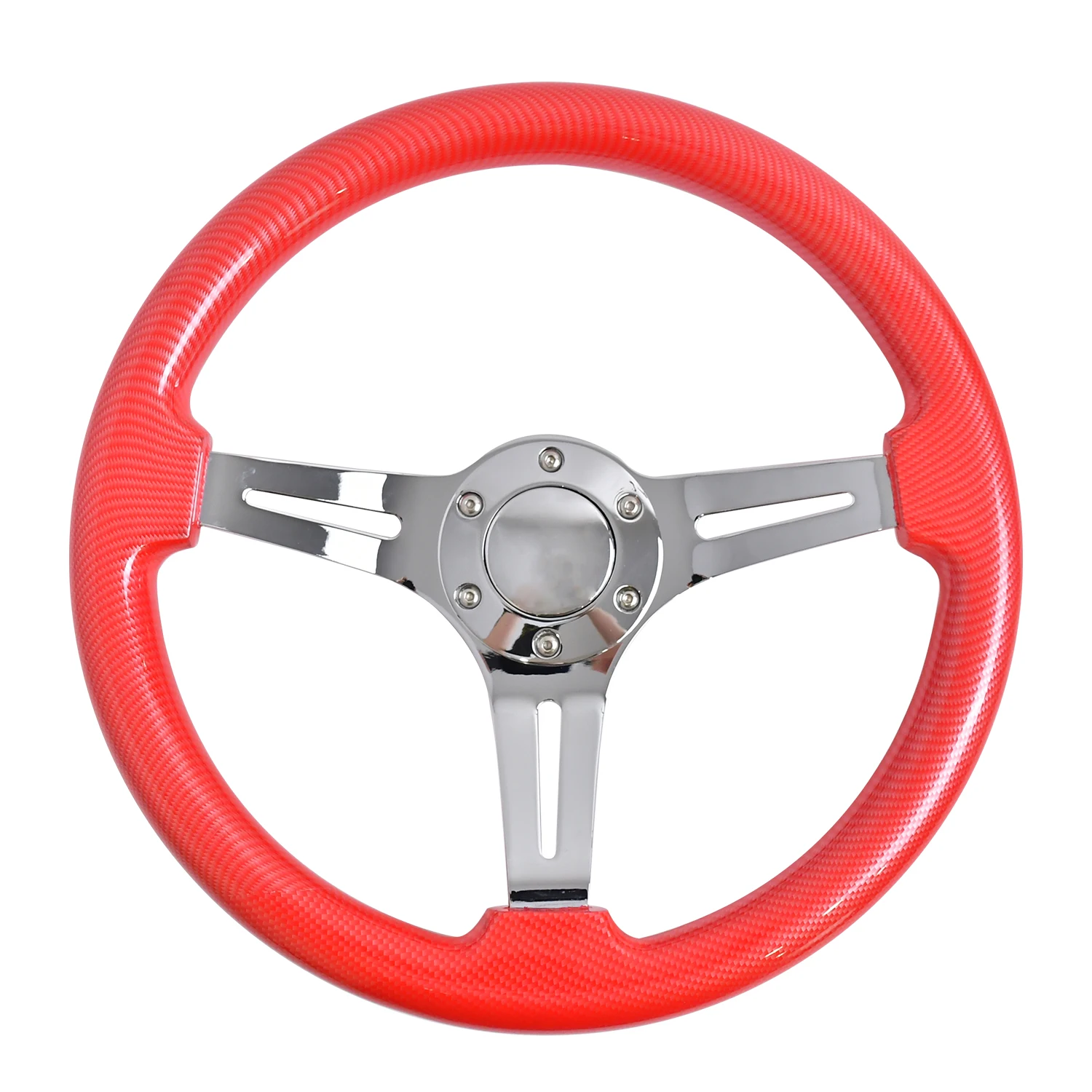 

Hot Sales 350mm Red solid wood Sport Universal Racing Modify Car Steering Wheel