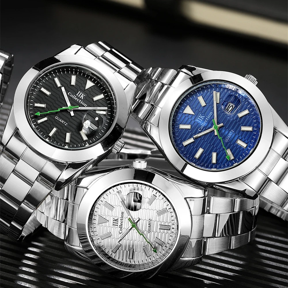 

Мужские деловые часы, кварцевые водонепроницаемые часы со стальной полосой и календарем, мужские часы, модные простые спортивные мужские часы, элитные часы для мужчин