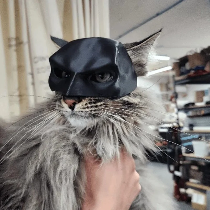 Cat Avenger Mask Kitty Grim Handsome 3D Unique Cosplay Plastic Mask Pet Toys Funny Creative Dark Style Role Playing Costumes ﻿