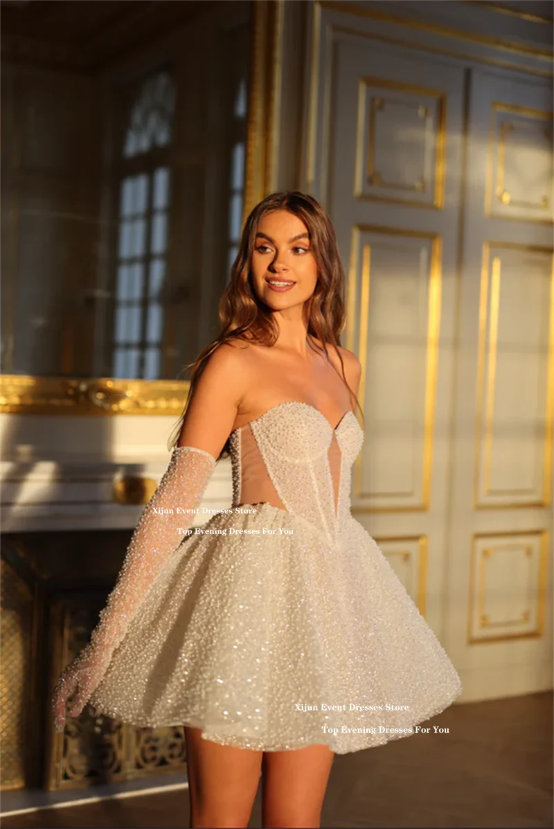 Xijun-Robe de Mariée Courte à Paillettes Personnalisée, Tenue de Bal Formelle, de Cocktail, d'Anniversaire